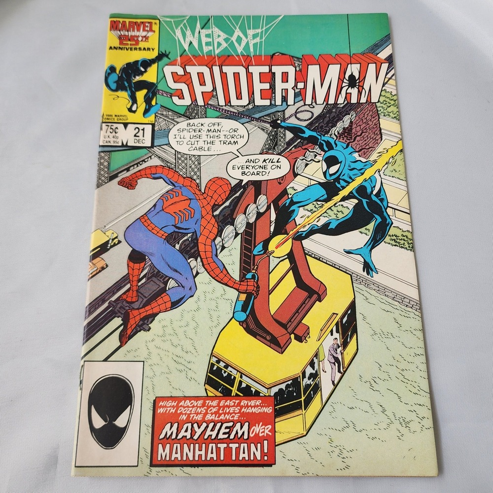Web of Spider-Man #21 Marvel Comic Book Dec 1986 Anniversary Issue FN B&B OG